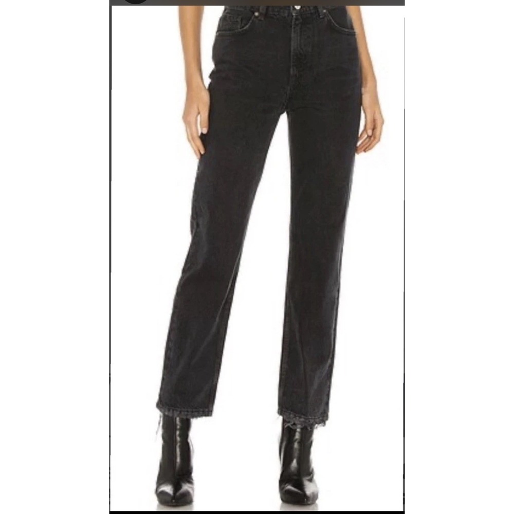 Free People We The Free Size 31 Dakota Straight Leg Black Jeans Cropped
